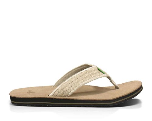 Sanuk Mens Fraid Not Khaki Flip Flops | QIGLWR261